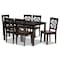 Baxton Studio Nicolette Modern and Contemporary Two-Tone Dark Brown and Walnut Brown Finished Wood 7-PC Dining Set 179-11389-10519-Zoro - alternate 1